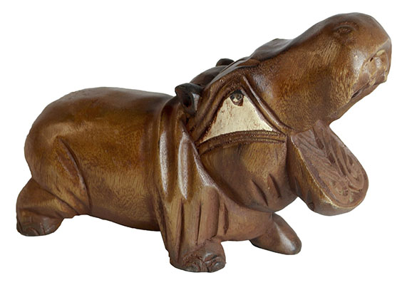 Wooden Hippo With Mouth Open